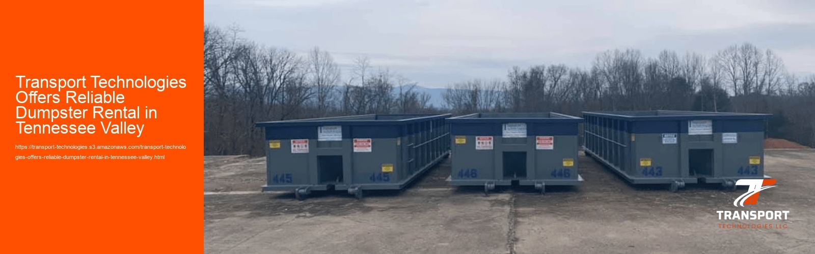 Transport Technologies Offers Reliable Dumpster Rental in Tennessee Valley